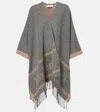 MAX MARA HILDE FRINGED WOOL JACQUARD CAPE