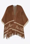 Max Mara Hilde Fringe Wool Cape In Brown