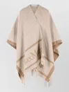 Max Mara Hilde Jacquard Wool Poncho Open Front In Neutral