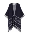 Max Mara Jacquard Logo-decorated Wool Cloak In Navy