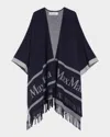Max Mara Jacquard Logo-decorated Wool Cloak In Ultramarine