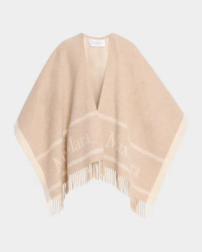 Max Mara Hilde Logo Wool Cape In Brown