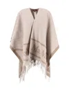 Max Mara "hilde" Wool Poncho Beige In Neutral