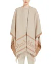 Max Mara Hilde Jacquard Wool Poncho Open Front In Neutral