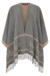 Max Mara Grey Jacquard Wool Hilde Poncho In Gray
