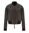 MAX MARA HILTEX DARK BROWN LEATHER BOMBER