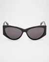 Max Mara Hinge-1 Acetate Cat-eye Sunglasses In Black