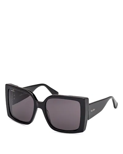 Max Mara Hinge Square Sunglasses, 56mm In Black/smoke