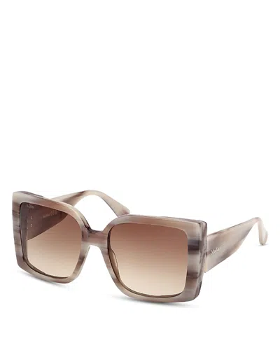Max Mara Hinge Square Sunglasses, 56mm In Brown