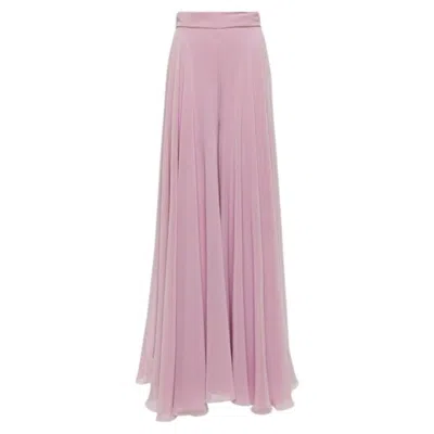 Pre-owned Max Mara Hir�s Silk Palazzo Trousers In Lilla In Gray