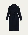 Max Mara Hobby Long Wool Wrap Coat In Black