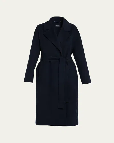 Max Mara Hobby Long Wool Wrap Coat In Black