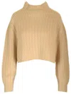 Max Mara Hodeida High Neck Cropped Cardigan In Beige