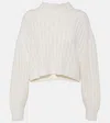 Max Mara White Perforated Wool And Cashmere Sweater Women In Beige