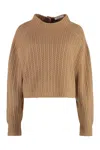 Max Mara Cropped Back-buttoned Sweater In Camel