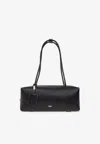 Max Mara Holdall String Leather Shoulder Bag In Black