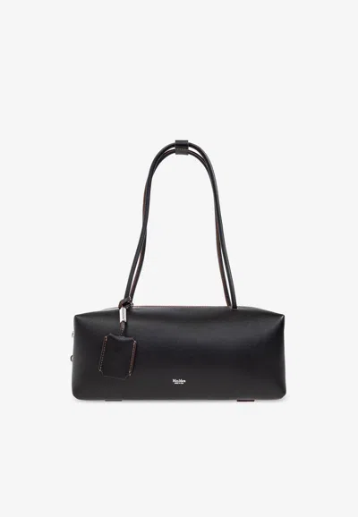 Max Mara Holdall String Leather Shoulder Bag In Black