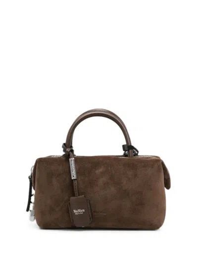 Max Mara Holdallssuede Leather Mini Bag In Brown