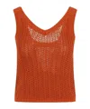 Max Mara Hollowed-out Knitted Vest In Orange