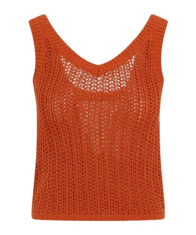 Max Mara Hollowed-out Knitted Vest In Multicolor