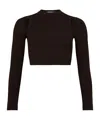 Max Mara Ribbed Brown Top With Cut-out Shoulder Details In Black