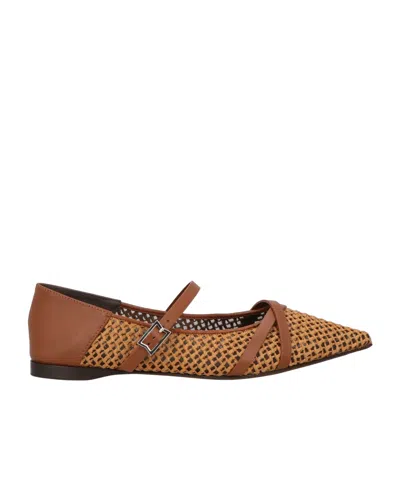Max Mara Hollow-out Design Ballet Flats In Brown