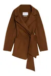 Max Mara Holly Wool Short Coat In Leather Brown