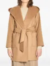 Max Mara Rialto Coat With Hood And Patch Pockets In Brown