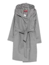 Max Mara Hooded Belted Coat In Gray