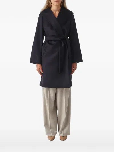Max Mara Hooded Belted Coat In Multi