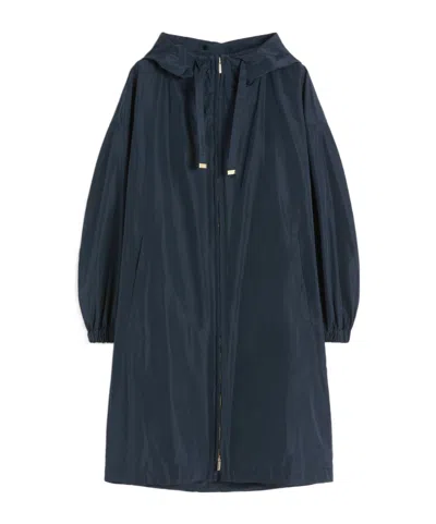 Max Mara Hooded Belted Jacket In Blue