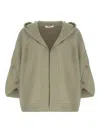 Max Mara Wool Blend Cardigan With Buttoned Hood In Green