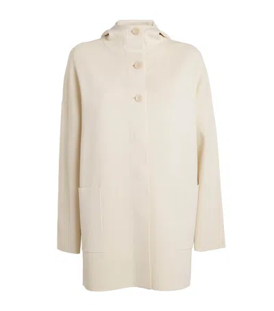 Max Mara Hooded Button-up Coat In Ivory