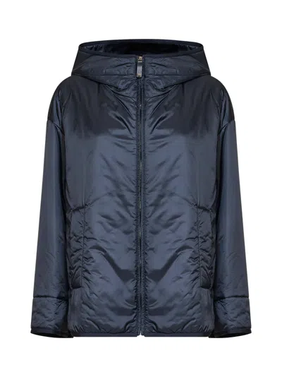 Max Mara Hooded Cameluxe-insulated Puffer Jacket In Blue