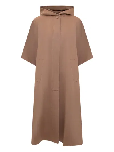 Max Mara Hooded Cape In 褐色