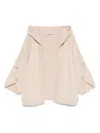 Max Mara Hooded Sweater With Button-detail Sleeves In Wool-cashmere Blend In Neutral