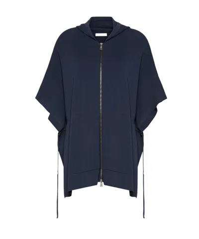 Max Mara Hooded Cardigan In Blue