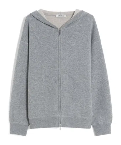 Max Mara Wool And Cashmere Hooded Cardigan In Gray