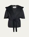 Max Mara Hooded Cashmere Cape With Belt In Ultramarine