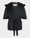 Max Mara Hooded Cashmere Cape With Belt In Ultramarine