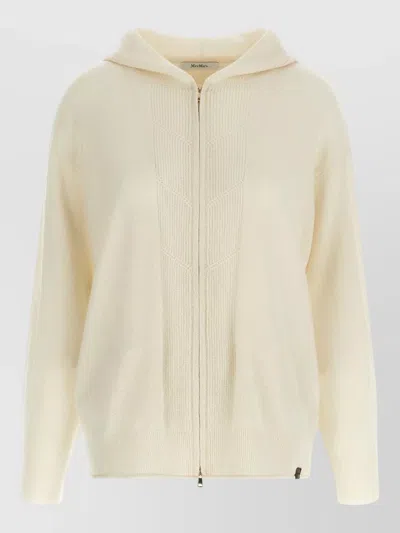 Max Mara Hooded Cashmere Cardigan Dropped Shoulder Pockets In Neutral