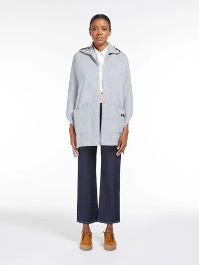 Max Mara Hooded Cashmere Shawl In Blue