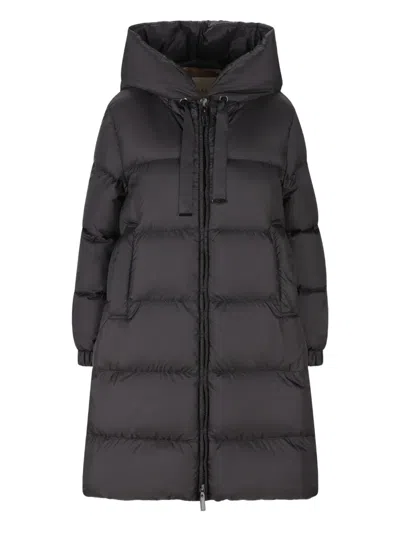 Max Mara Hooded Coat In Black