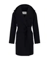 Max Mara Rialto Hooded Camel Coat In Black