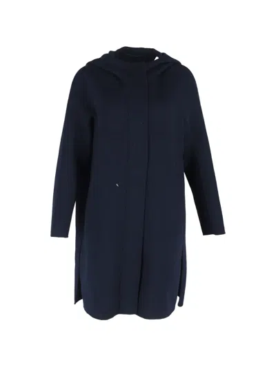 Pre-owned Max Mara Hooded Coat In Blue