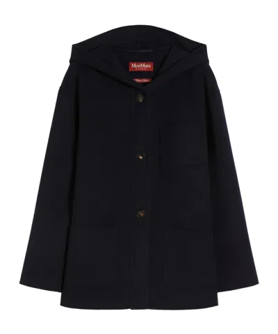 Max Mara Hooded Coat In Blue