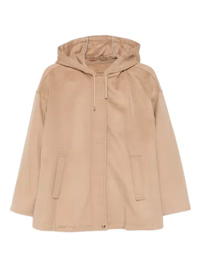Max Mara Hooded Coat In Brown