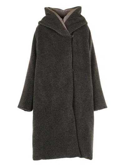 Max Mara Hooded Coat In Gray
