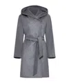Max Mara Newmang Wool Coat With Hood In Gray