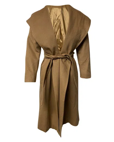 Max Mara Hooded Coat In Brown Cashmere